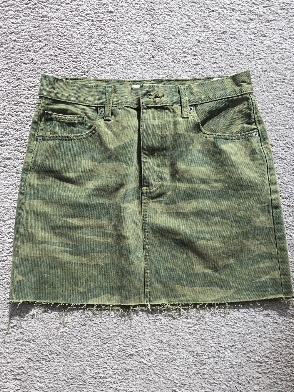 Lucky Brand Olive Green Camo Denim Mini Skirt